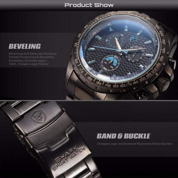 Reloj Original Shark Sh189 Correa Metal 3atm Analogo