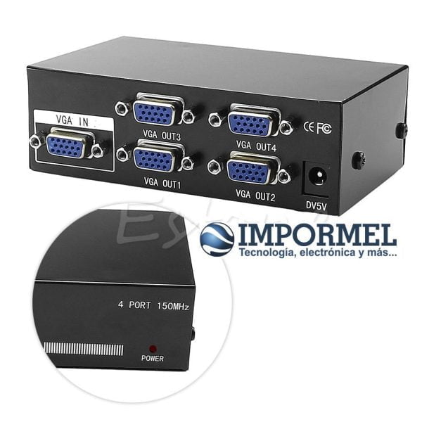 Splitter De Video 4 Puertos Vga Pc Monitor Lcd 1920x1440
