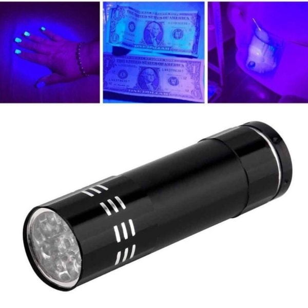 Linterna Luz Ultra Violeta Portatil Ligera 9 Led Aluminio