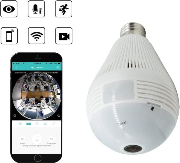 Camara Ip Wifi Vigilancia 360 Foco Hd Alarma Audio Mod 2017