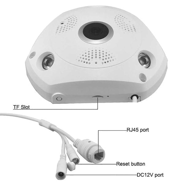 Camara Wifi Ip Ojo De Pez 2mp Interior 1080p 360 Grados P2p