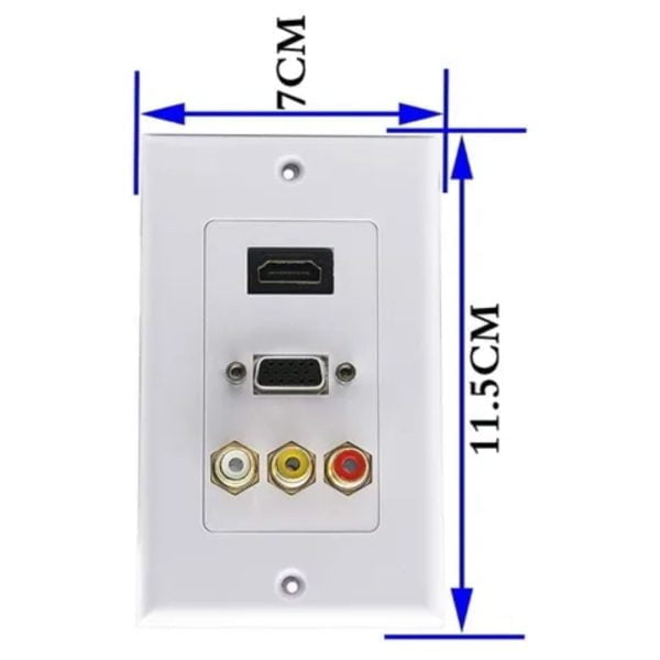 Faceplate Placa Wallplate Hdmi Vga 3 Rca Av Hembra