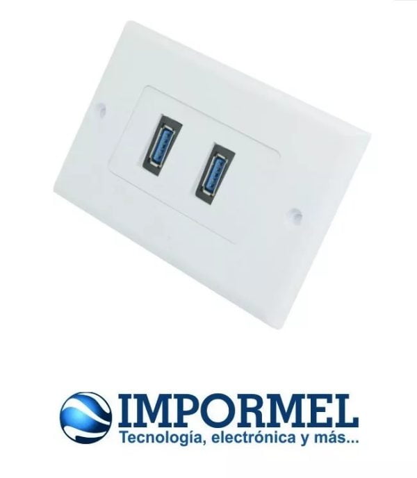 Faceplate Usb 3.0 Doble Dos Tomas Conectores Hembra Pared