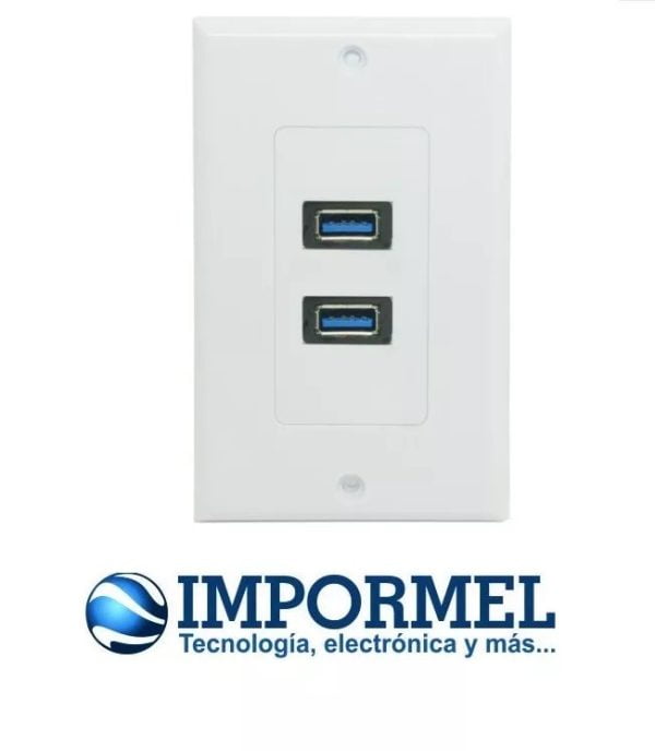 Faceplate Usb 3.0 Doble Dos Tomas Conectores Hembra Pared