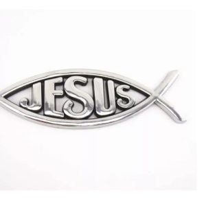 Emblema Logo Jesus Adhesivo 3m Plateado