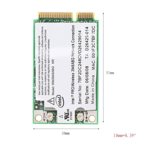Tarjeta Wifi 3945abg Mini Pci-e Express Intel 54m