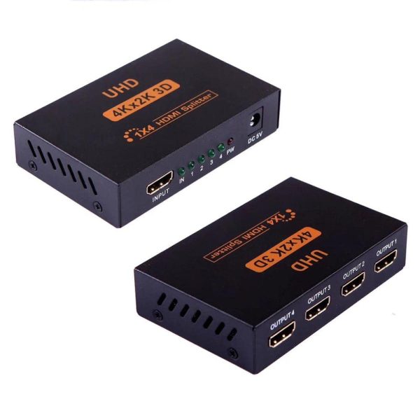 Splitter Hdmi 1 X 4 1x4 4k 3d Amplificado Activo Con Fuente