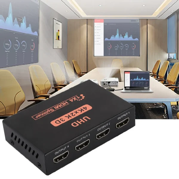 Splitter Hdmi 1 X 4 1x4 4k 3d Amplificado Activo Con Fuente
