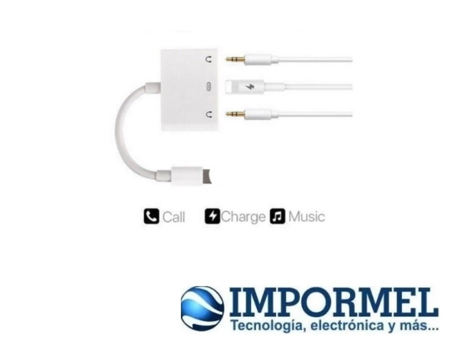 Adaptador Lightning Cable Splitter Carga Audio Iphone 7 8 X Impormel