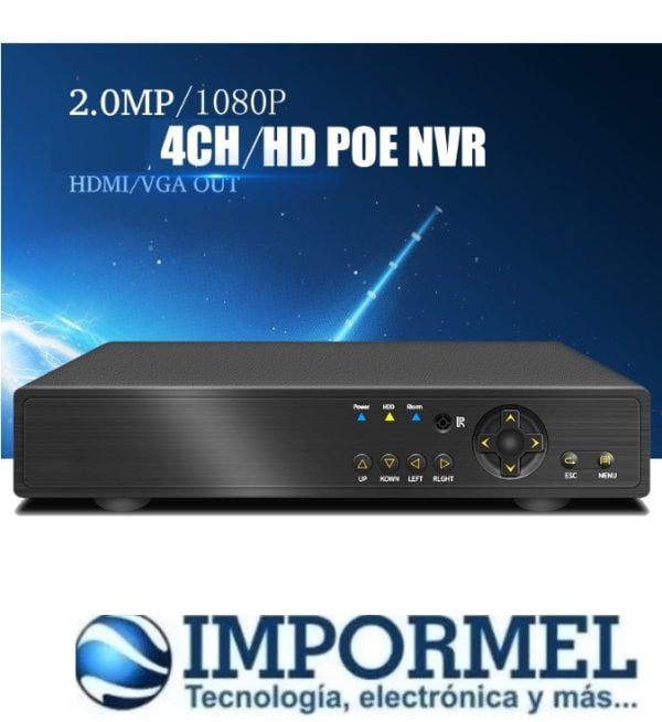 NVR POE 4CH 1080P CCTV 48V Seguridad Switch Grabador P2P ONVIF