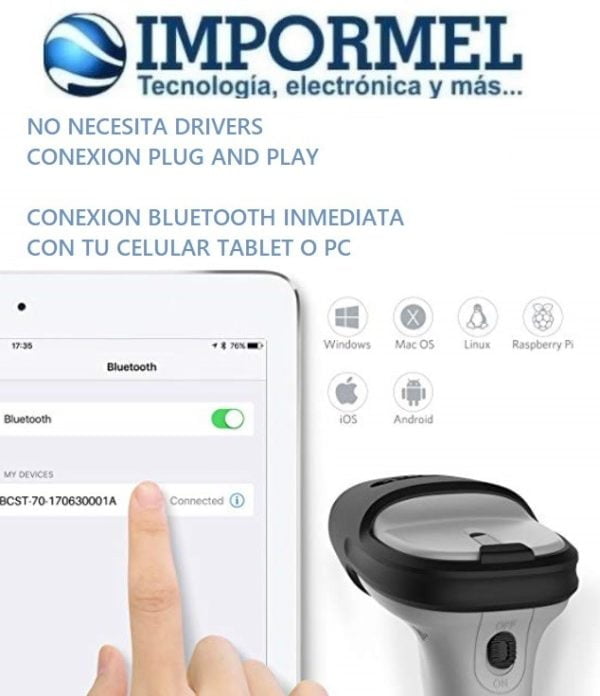 Escaner Codigo De Barras Inalambrico Bluetooth Inateck Resis