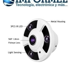 Camara De Seguridad Hd 1080p Ip Poe Onvif Ojo Pez 360 Grado