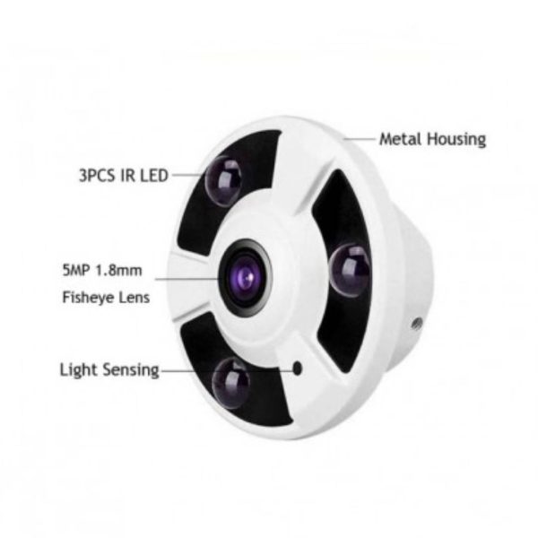 Camara De Seguridad Hd 1080p Ip Poe Onvif Ojo Pez 360 Grado