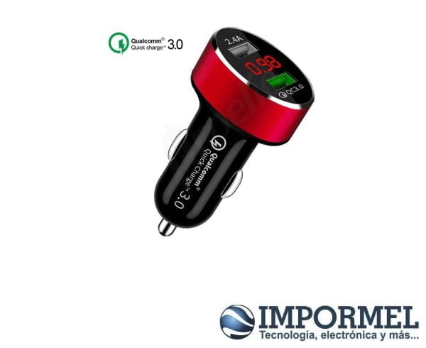 Cargador De Auto Dual Usb Carga Rápida 3.0 Led Celular Table