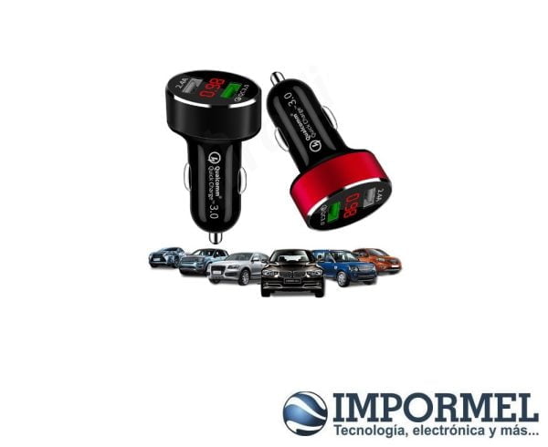 Cargador De Auto Dual Usb Carga Rápida 3.0 Led Celular Table