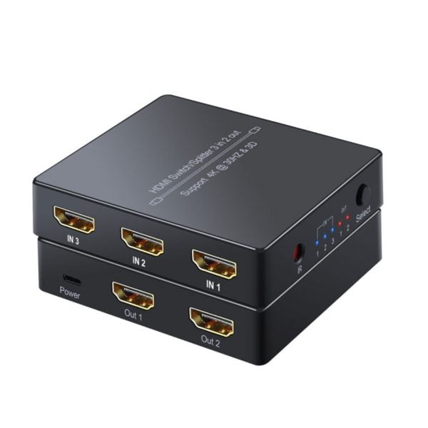Splitter Hdmi Switch Matriz 3x2 3 Entradas 2 Salidas 4k 3d