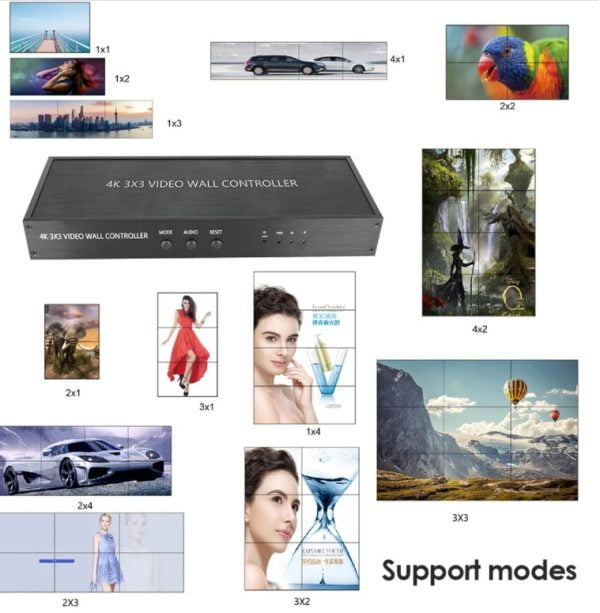 Controlador Video Wall Videowall 3x3 Usb Hdmi Vga Dvi