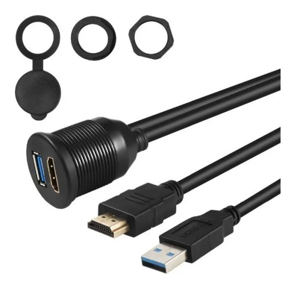 Socket HDMI + USB3.0 Para Auto Con Extension 2M AUTO MOTO