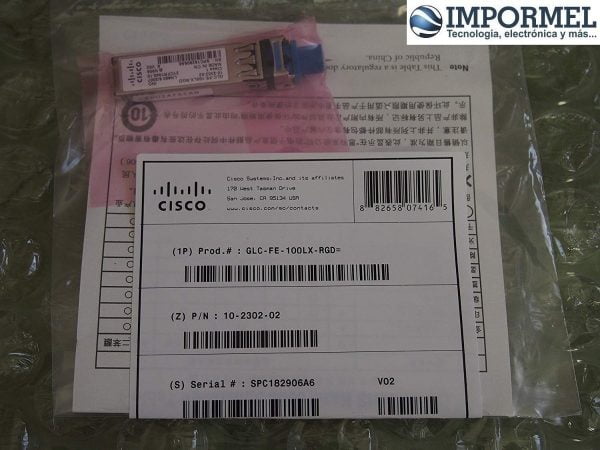 Modulo De Fibra Cisco GLC-FE-100LX-RGD 1310NM 15KM SFP LX LC