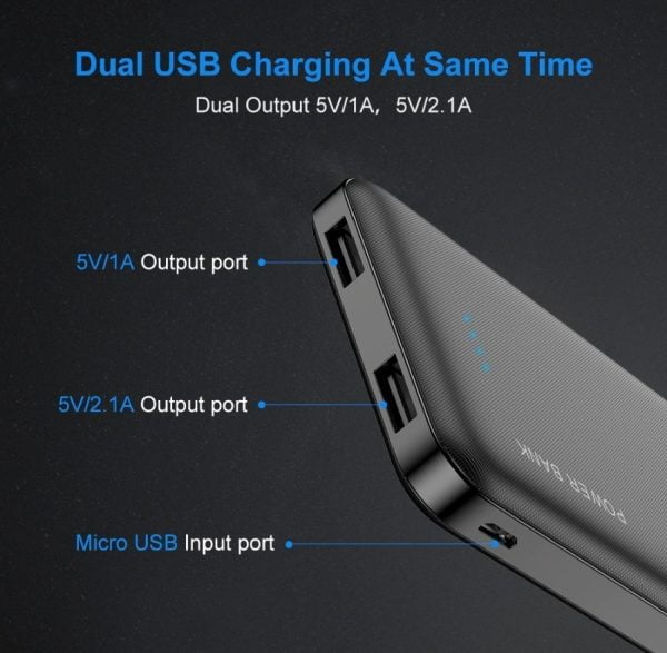 Original Floveme Power Bank 10000 Mah Usb Dual Led Mini
