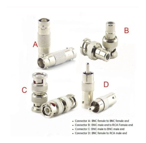 Conector BNC - RCA Hembra Macho Adaptador Camaras Cctv