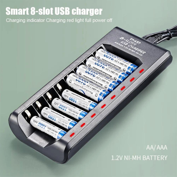 Cargador Para Pilas Aa Aaa Hasta 8 Pilas Ni-mh Con Led