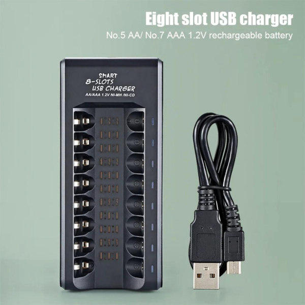 Cargador Para Pilas Aa Aaa Hasta 8 Pilas Ni-mh Con Led