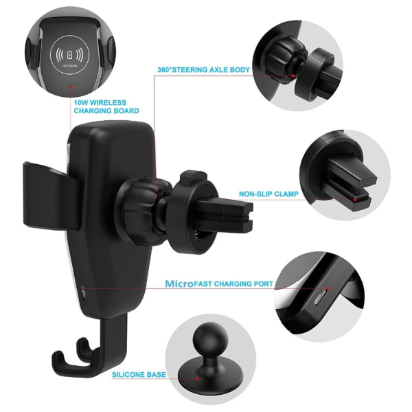 Cargador Inalambrico Qi Magnetico Soporte Celular Auto Carro