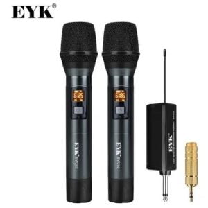 Micrófono Inalámbrico Uhf Dual Karaoke Microfono Mano Eyk