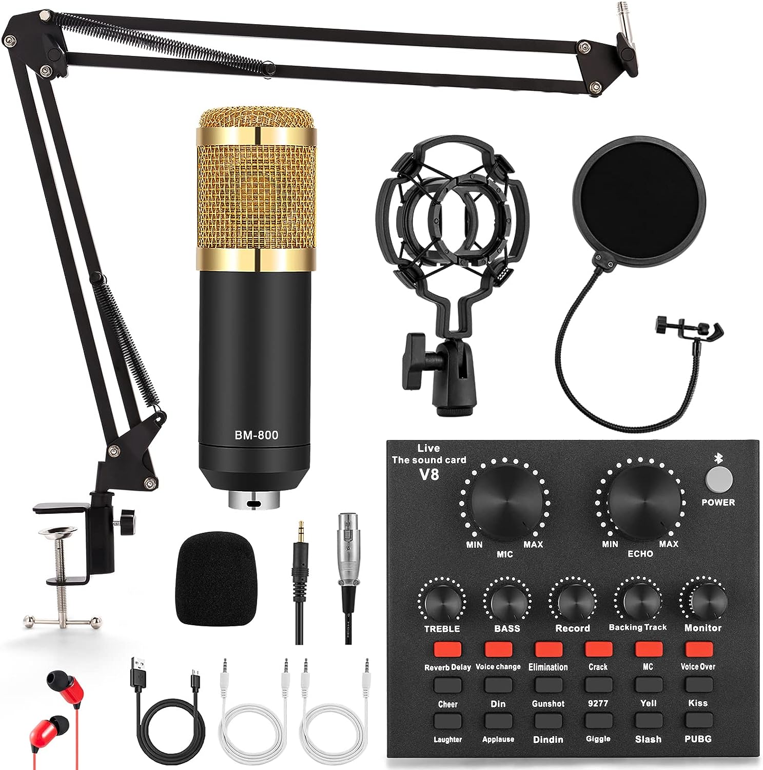 Microfono De Estudio Condensador Usb Pc Soporte Brazo Bm-800 - Impormel