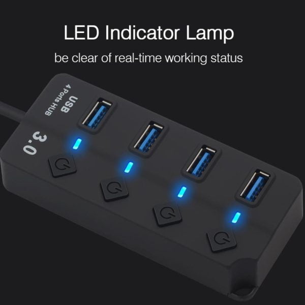 Hub Usb 3.0 De 4 Puertos Con Switches On/off Extension Usb