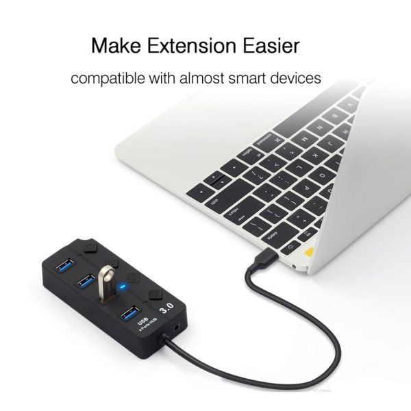 Hub Usb 3.0 De 4 Puertos Con Switches On/off Extension Usb