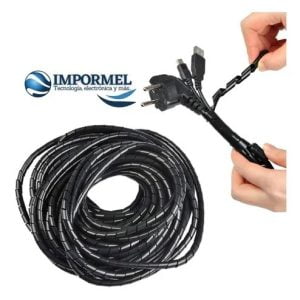 Organizador Espiral Cubre Cables Negro 12mm 10m Plastico