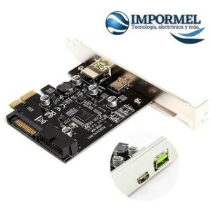 Tarjeta Pci-e Express X1 De Un Puerto Usb 3.0 + Usb C 5gbps