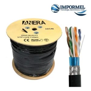 Metro De Cable Sftp Anera Cat6 305m Exterior Blindado Negro