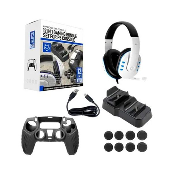 Kit 12 En 1 Ps5 Protege Joystick Control Audifonos Cargador