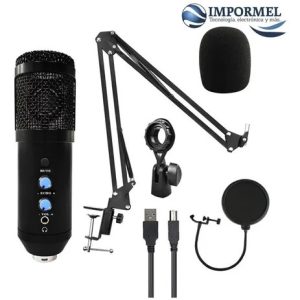 Microfono Unidirectional Capacitivo Pc Podcast Usb Soporte