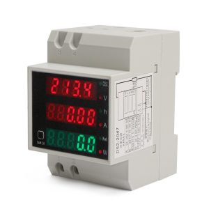 Medidor consumo de energía vatimetro LCD bifásica Din 100A