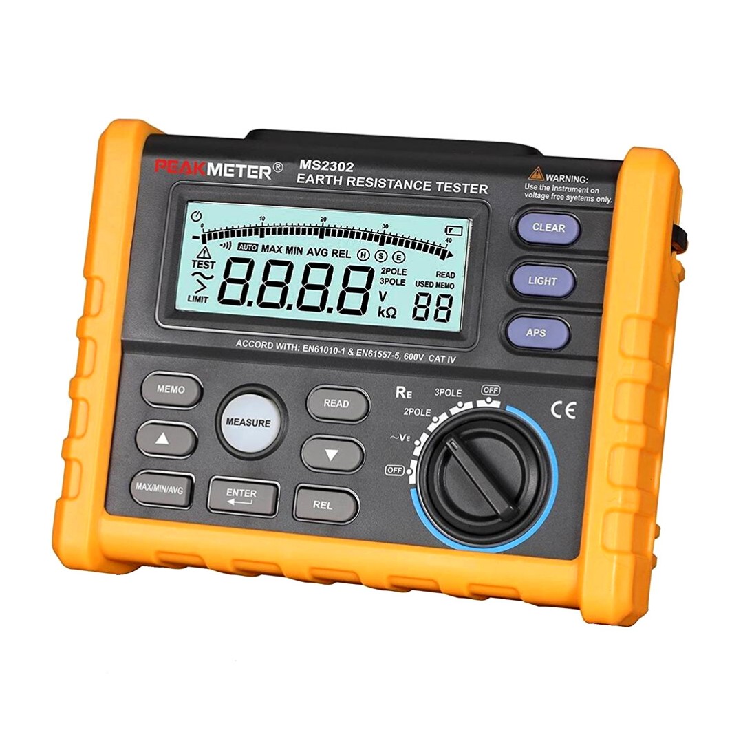 Peakmeter MS2302 Digitaler Widerstandstester - Erdungsmessgerät Mit LCD
