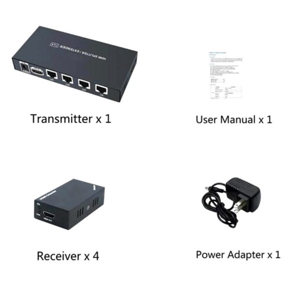 Extensor Cable Hdmi Utp 60 Metros Cat5 6 Multiple 4 Puertos