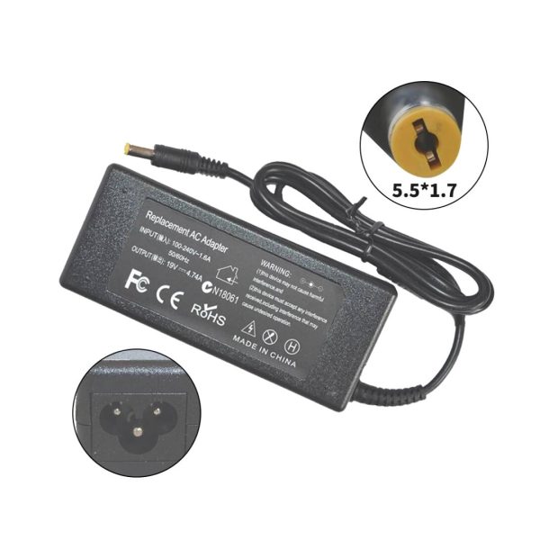 Cargador Acer Gateway 19v 90w 5.5 X 1.7mm Amarilla