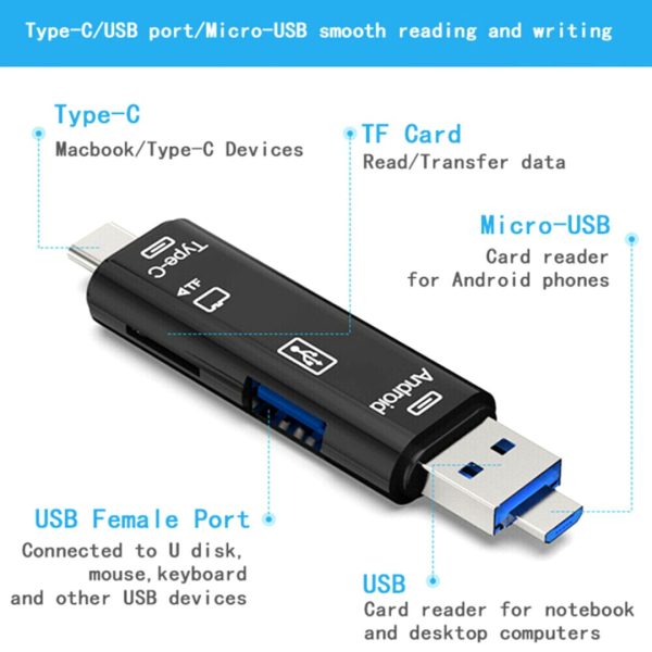 Lector Tarjetas Sd Micro Sd Usb 3.0 Usb C Micro Usb Otg