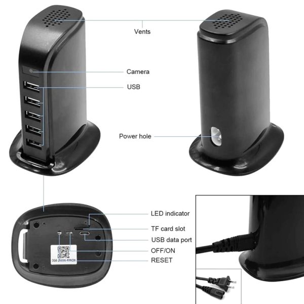 Camara Espia Oculta En Cargador Usb Hub Portatil Vigilancia