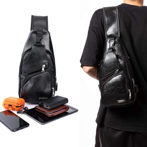 Mochila Bolso Pecho Impermeable Antirrobo Orificio Audio Usb