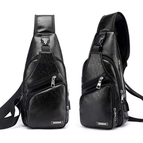 Mochila Bolso Pecho Impermeable Antirrobo Orificio Audio Usb