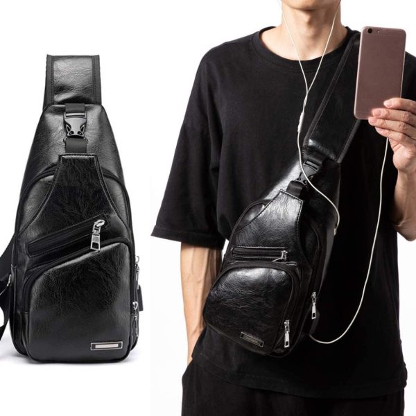 Mochila Bolso Pecho Impermeable Antirrobo Orificio Audio Usb