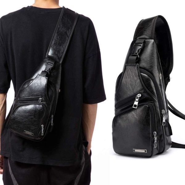 Mochila Bolso Pecho Impermeable Antirrobo Orificio Audio Usb