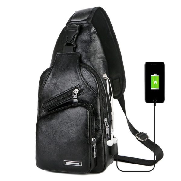 Mochila Bolso Pecho Impermeable Antirrobo Orificio Audio Usb