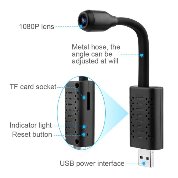 Mini Cámara Wifi Usb Cable Flexible 4K Espía Oculta Seguridad