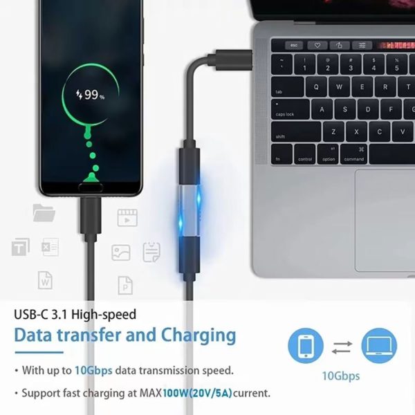 Adaptador USB Tipo C Hembra a Hembra Extension Conector Portátil 10gbps